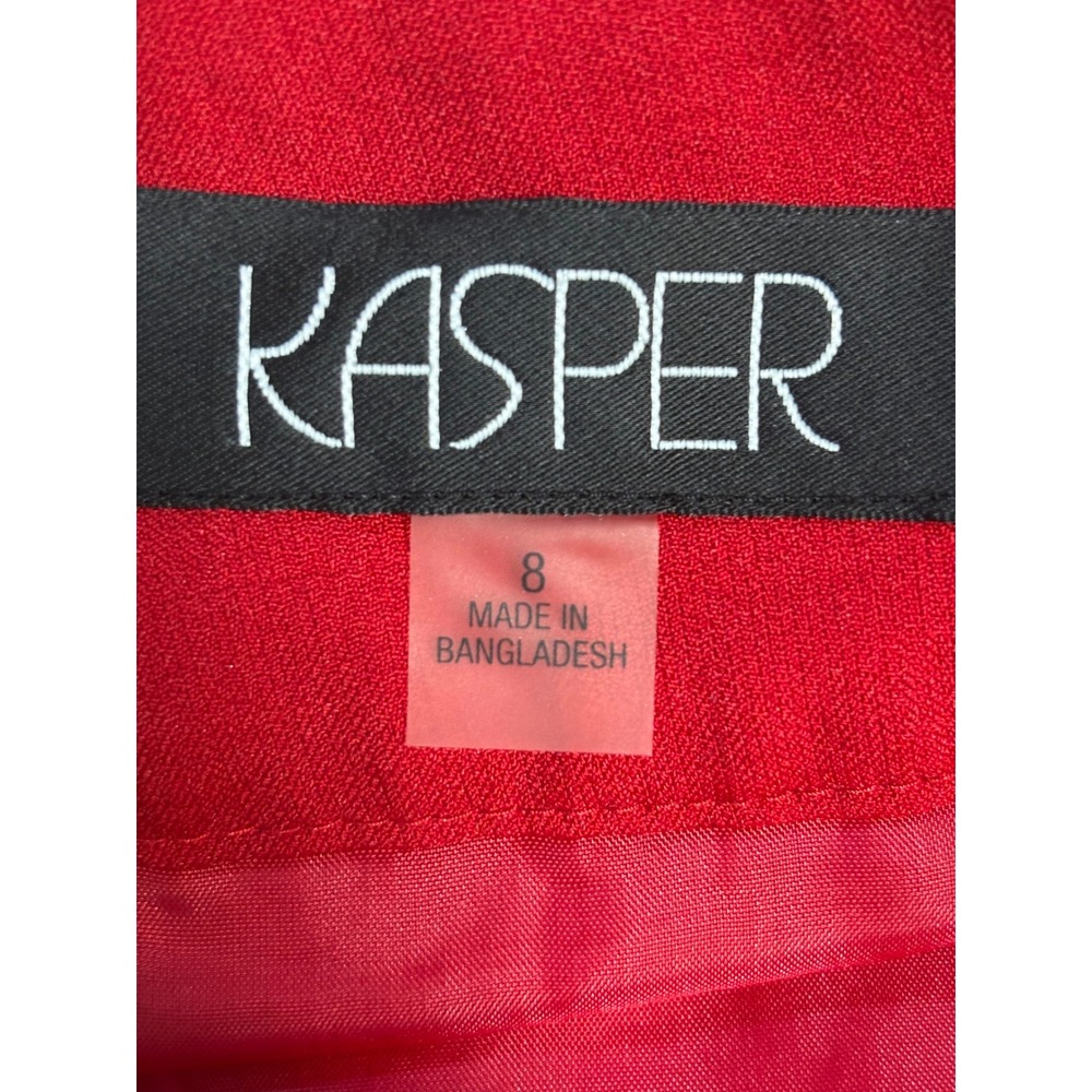 Kasper Red Pencil Skirt Size 8 Knee Length Pleated Hem Professional Career - Picture 5 of 7